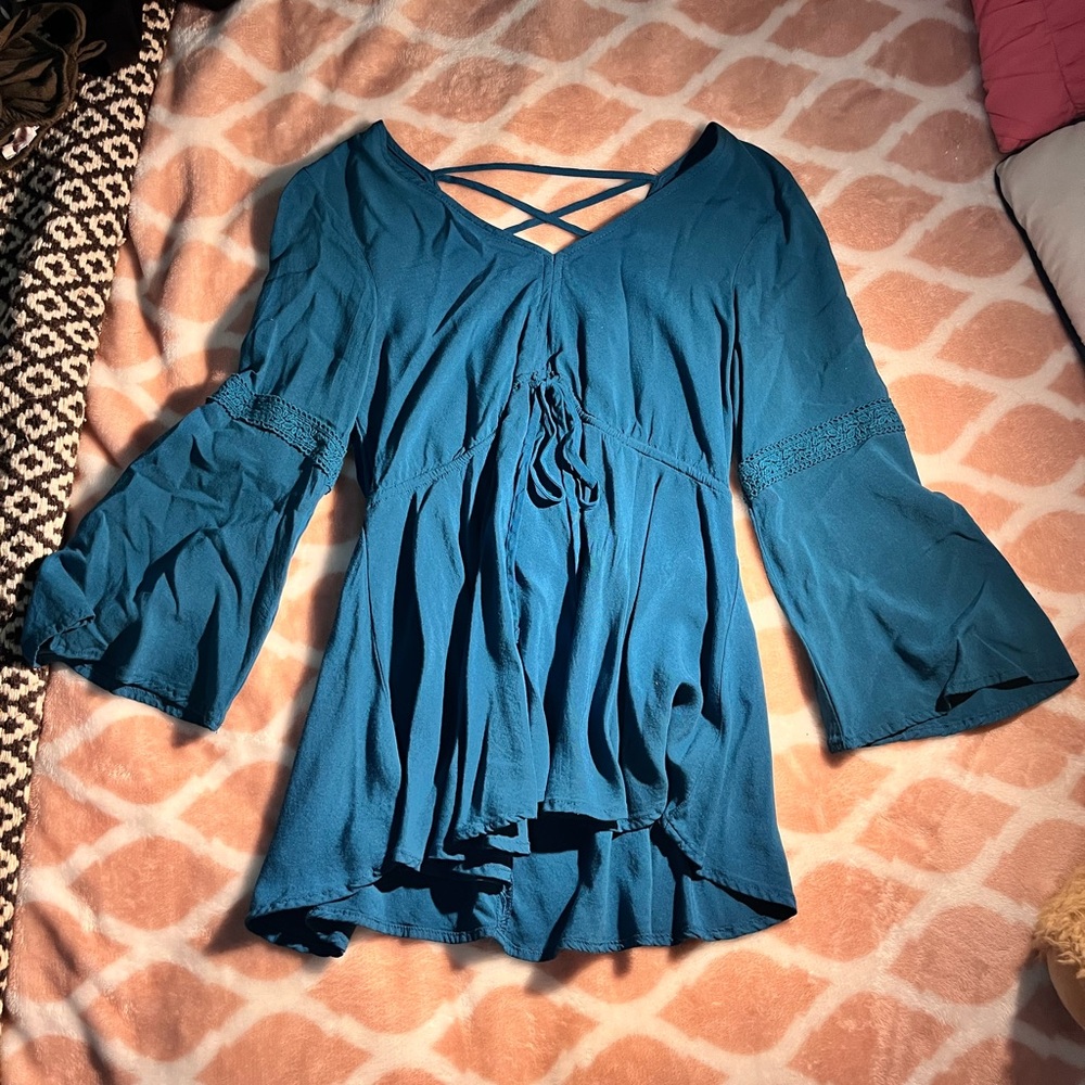 blouse, blue